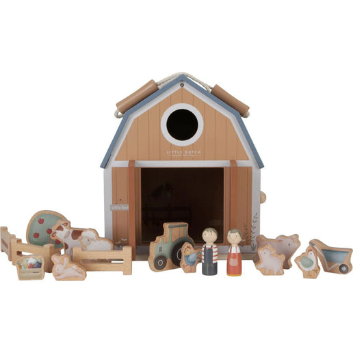 Casa de muñecas de madera portátil Granja