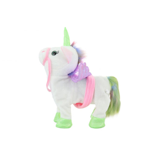Unicornio 3 colores de peluche a pilas blanco 28 cm