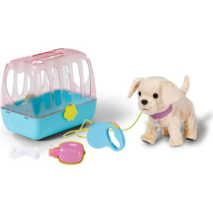BABY born Mi perrito alegre con caja de transporte
