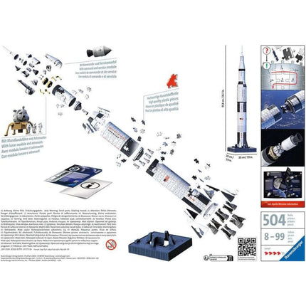 Ravensburger Puzle 3D: Cohete espacial Saturn V 432 piezas