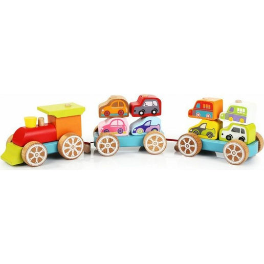CUBIKA Tren con coches rompecabezas de madera