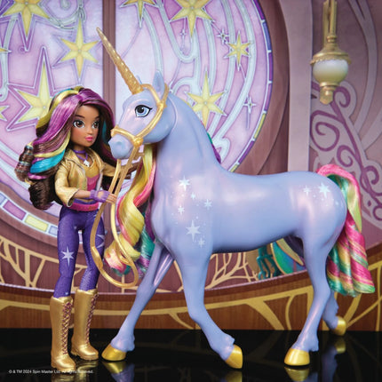 Academia Unicornio Unicornio luminoso Wildstar 28 cm con muñeca Sophia 24 cm